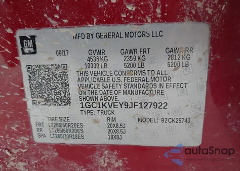 2018 Chevrolet Silverado K2500 Heavy Duty Lt z USA, uszkodzony, nr VIN 1GC1KVEY9JF127922